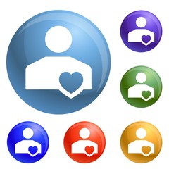 Poster - Like friend icons set vector 6 color isolated on white background