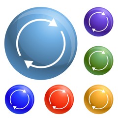 Poster - Round circle arrow icons set vector 6 color isolated on white background