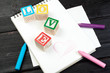 © NewFabrika - Word love from children's wooden blocks on wooden background