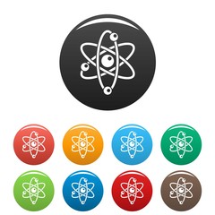 Poster - atom icons set 9 color vector isolated on white for any design
