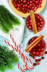 Canvas Print - cranberry drink and berries