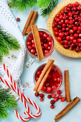 Wall Mural - cranberry drink and berries