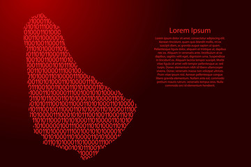 Fototapete - Barbados map abstract schematic from red ones and zeros binary digital code for banner, poster, greeting card. Vector illustration.