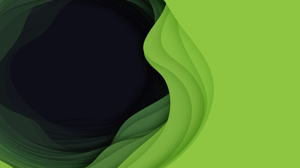 Wall Mural - vector 3d abstract background with paper cut shape. colorful green carving art. paper craft antelope