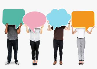 Sticker - Diverse people showing speech bubble symbols