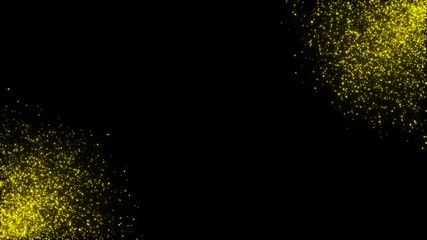 Poster - Golden explosions.Abstract background 3d render. Chaotic particles with random size. Twisted massive of particles with glow.