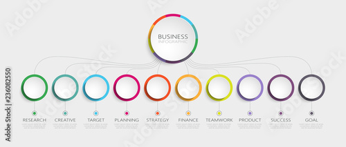 Cuadros en Lienzo Abstract 3D Infographic Template with 10 steps for success