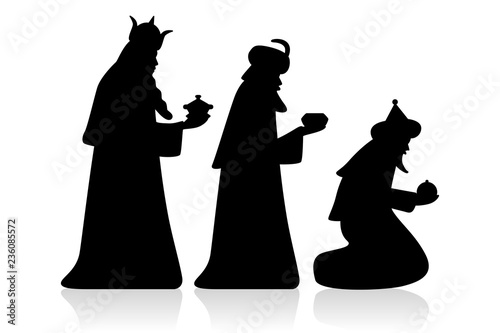 Cuadros en Lienzo Holy three kings / silhouette, black, vector, isolated