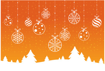 Wall Mural - merry christmas and happy new year with bokeh and lens flare pattern on summer orange color backgrou
