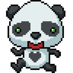 Poster - vector pixel art panda happy