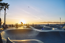 Skatepark During Sunset In Venice Beach, USA