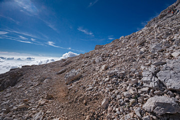 Wall Mural - mountaineers equipped face the 