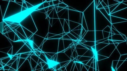 Poster - Neon tubes. Articulations in the structure appear and disappear.3d render Neuron glowing. Seamless loop.