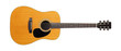 Musical instrument - Front view classic vintage acoustic guitar. Isolated