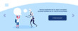 © mast3r - boy vs modern robot chat bubble speech communication futuristic artificial intelligence technology concept flat horizontal banner copy space