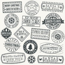Santa Claus North Pole Quality Original Stamp Design Vector Art Round Seal