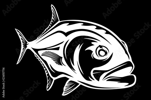 Fotografía Fishing emblem of permit isolated on white
