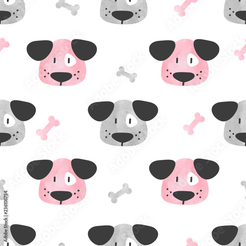 Seamless cute dog pattern. ...