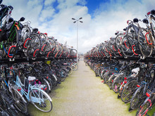 Netherlands, Amsterdam, Bicycles At De Ruijterkade