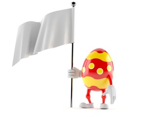 Wall Mural - Easter egg character holding blank flag