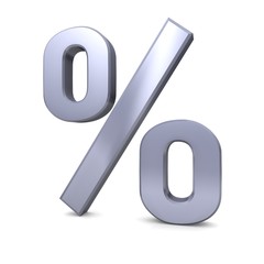 percent sign percentage icon % symbol interest rate 3d rendering silver sale discount savings promotion graphic price reduction rebate tag label profits finance yields earnings render