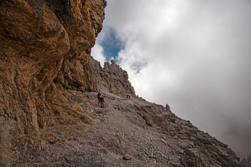 Wall Mural - mountaineers equipped face the 