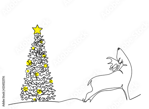Continuous Line Drawing Of Santa Claus Sitting On A Sleigh