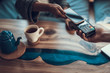 Horizontal image of contactless payment with smartphone
