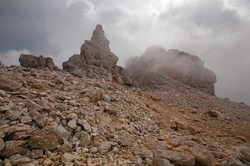 Wall Mural - mountaineers equipped face the 