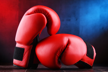 Poster - Pair of red leather boxing gloves