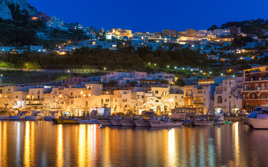 Sticker - Beautiful night view of Marina Grande, Capri island, Italy