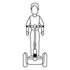 Sticker - Man with hoverboard black and white