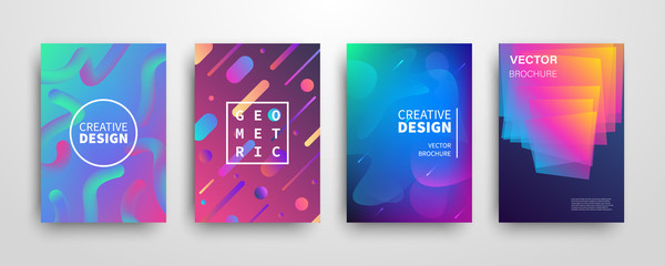 Modern futuristic abstract dynamic geometric covers set