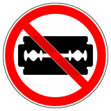 Fototapeta  - srr486 SignRoundRed - german - Verbotszeichen: Rasierklinge verboten (Verletzungsgefahr) - english - prohibition sign - razor blade forbidden (risk of injury) - red xxl g6812