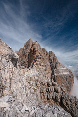 Wall Mural - mountaineers equipped face the 