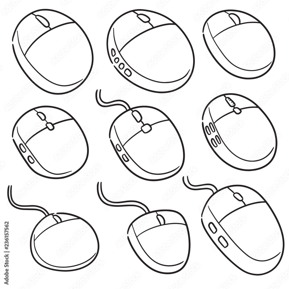 vector set of computer mouses Stock Vector | Adobe Stock