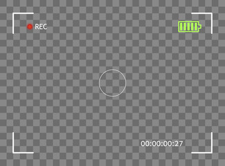 Camera viewfinder, digital video, photo focus. Element vector overlay screen frame borders the snapshot. Transparent isolated background.