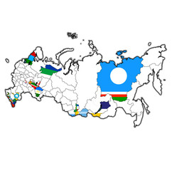  republics on administration map of russia