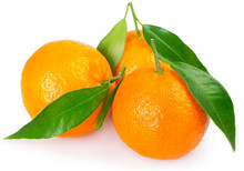 Fresh Mandarine With Leaf On White Background