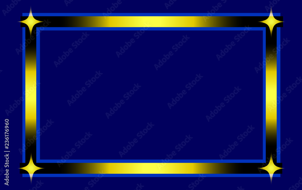 Blue Rectangular Frame Design Stylish Rectangle Frame with 4 Stars Isolated on Blue Background ...