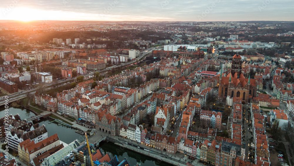 Gdańsk krajobraz miasta - obrazy, fototapety, plakaty 