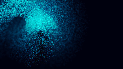 Poster - Abstract background of data flow. Network concept with spray. Futuristic technology element. 3D rendering.
