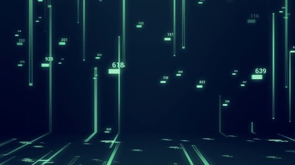 Poster - abstract field of binary code and stock market economy background with random number