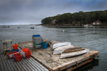 Shaws Wharf Dock with Lobster Boxes and Boats