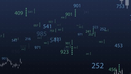 Poster - abstract field of binary code and stock market economy background with random number