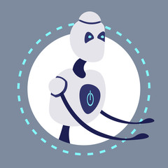 Poster - modern robot avatar bot helper artificial intelligence concept cartoon character portrait round fram