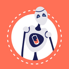 Poster - modern discharged robot avatar bot helper artificial intelligence concept portrait round frame flat