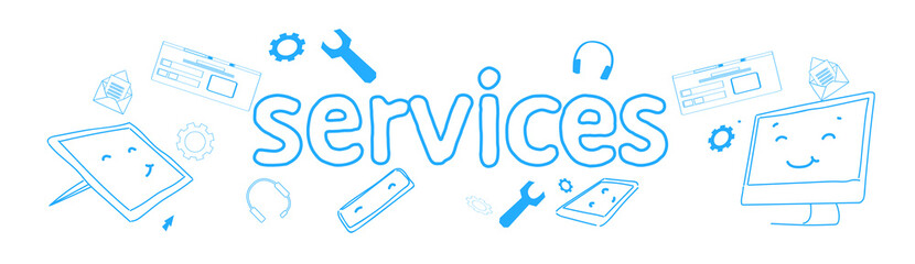 Poster - seo web search services engine searching online browsing concept horizontal banner sketch doodle