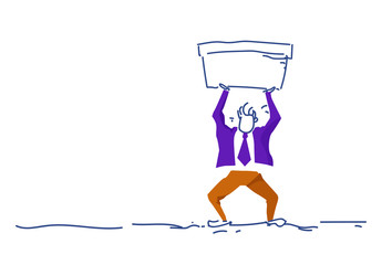 Poster - businessman holding basin water balance concept man colored silhouette hard working process horizont