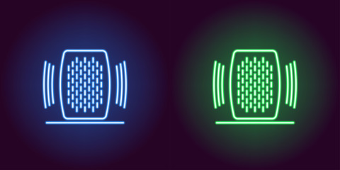Poster - neon home speaker, glowing sign. voice assistant
